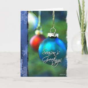 Het geschilderde bol-Blauw van Kerstmis Feestdagen Kaart