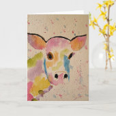 Het geschilderde Lege Wenskaart van de Koe Kaart (Gele Bloem)