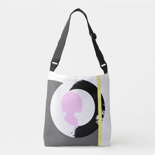 Het geschilderde meisje "roze silhouet" canvas tas (Voorkant)