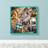 Het geschilderde Paard 5 Canvas Afdruk (Insitu (Houten vloer))