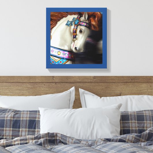 Het geschilderde Paard Vrolijk-rond pretpark 7 Canvas Afdruk (Insitu (Slaapkamer))