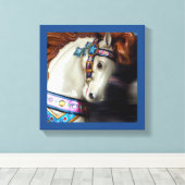 Het geschilderde Paard Vrolijk-rond pretpark 7 Canvas Afdruk (Insitu (Houten vloer))