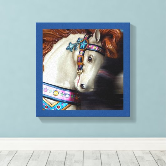 Het geschilderde Paard Vrolijk-rond pretpark 7 Canvas Afdruk (Insitu (Houten vloer))