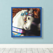 Het geschilderde Paard Vrolijk-rond pretpark 7 Canvas Afdruk (Insitu (Houten vloer))