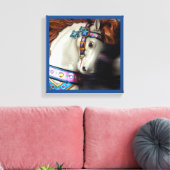 Het geschilderde Paard Vrolijk-rond pretpark 7 Canvas Afdruk (Insitu (Woonkamer))