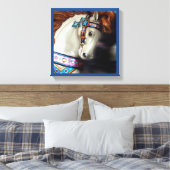 Het geschilderde Paard Vrolijk-rond pretpark 7 Canvas Afdruk (Insitu (Slaapkamer))