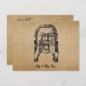 Het  geschreeuw Man van de Burlap ik mis u Briefka Briefkaart (Voorkant / Achterkant)