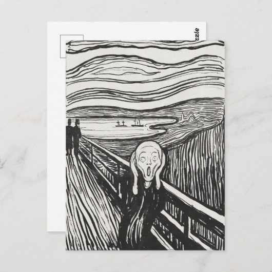 Het geschreeuw van Edvard Munch Black en White Briefkaart (Voorkant / Achterkant)