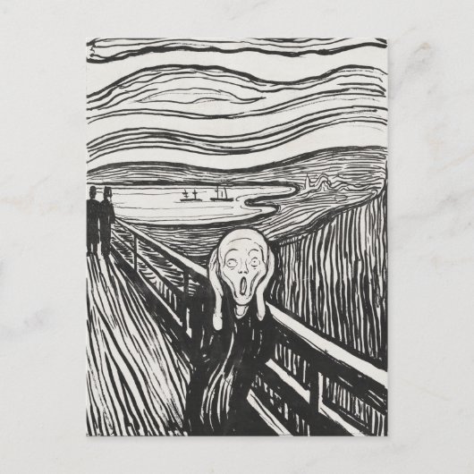 Het geschreeuw van Edvard Munch Black en White Briefkaart (Voorkant)