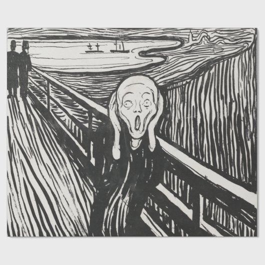 Het geschreeuw van Edvard Munch Black en White Cadeaupapier (Vlak)