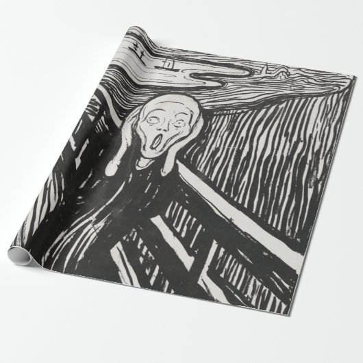 Het geschreeuw van Edvard Munch Black en White Cadeaupapier (Uitgerold)