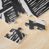 Het geschreeuw van Edvard Munch Black en White Legpuzzel (Zijkant)