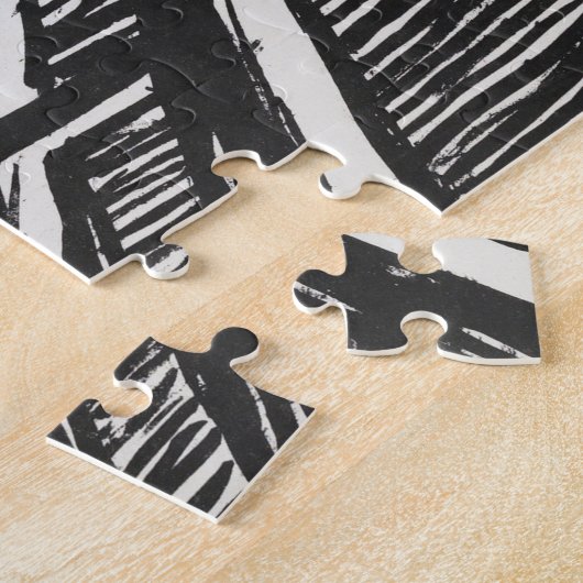 Het geschreeuw van Edvard Munch Black en White Legpuzzel (Zijkant)