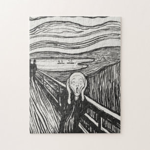 Het geschreeuw van Edvard Munch Black en White Legpuzzel