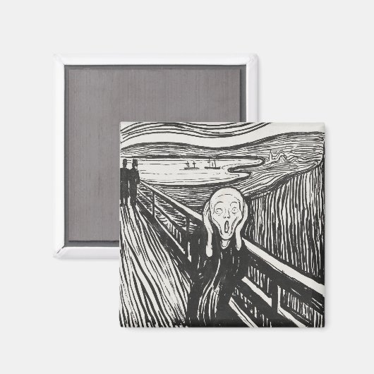 Het geschreeuw van Edvard Munch Black en White Magneet (Voorkant / Achterkant)