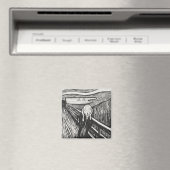 Het geschreeuw van Edvard Munch Black en White Magneet (Insitu (Vaatwasser))