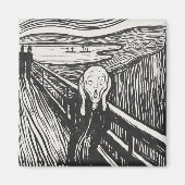 Het geschreeuw van Edvard Munch Black en White Magneet (Voorkant)