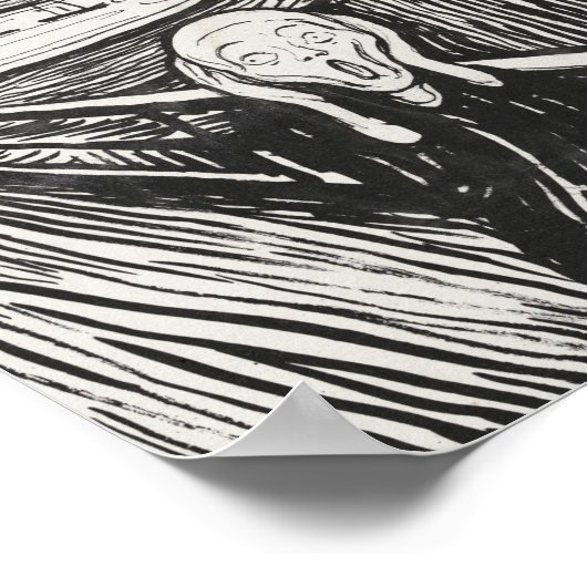 Het geschreeuw van Edvard Munch Black en White Poster (Hoek)