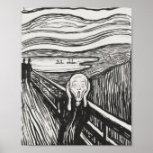 Het geschreeuw van Edvard Munch Black en White Poster (Voorkant)