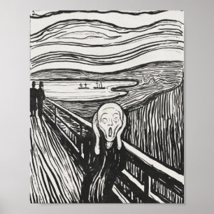 Het geschreeuw van Edvard Munch Black en White Poster
