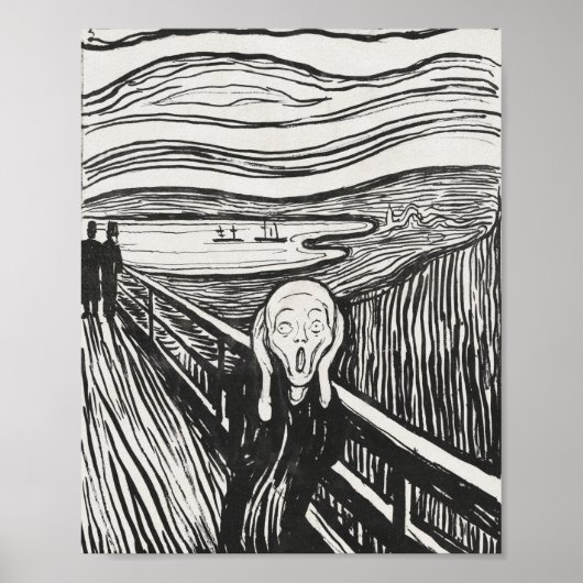 Het geschreeuw van Edvard Munch Black en White Poster (Voorkant)