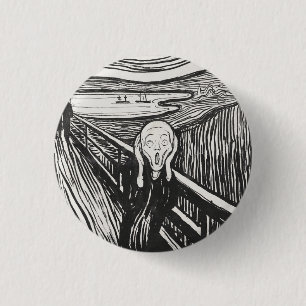 Het geschreeuw van Edvard Munch Black en White Ronde Button 3,2 Cm