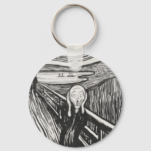 Het geschreeuw van Edvard Munch Black en White Sleutelhanger