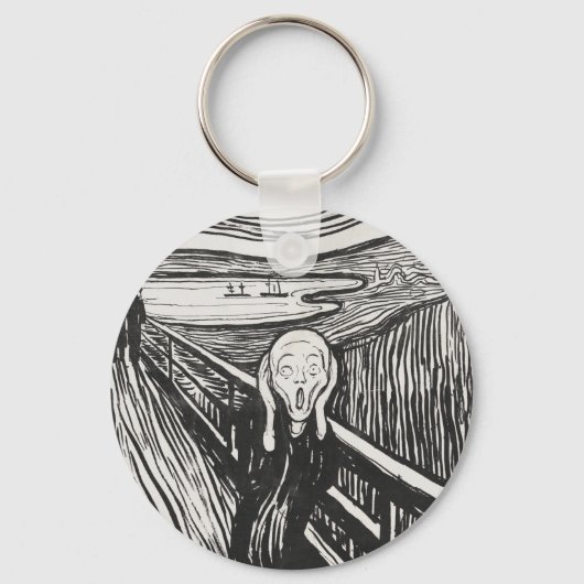 Het geschreeuw van Edvard Munch Black en White Sleutelhanger (Voorkant)