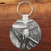 Het geschreeuw van Edvard Munch Black en White Sleutelhanger (Voorkant)