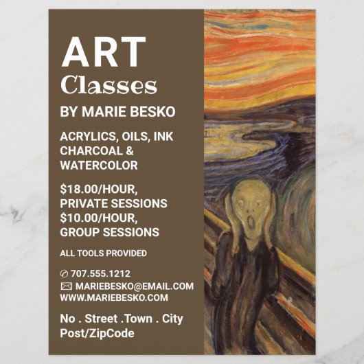 Het geschreeuw van Edvard Munch, kunstklassen Flyer (Voorkant)