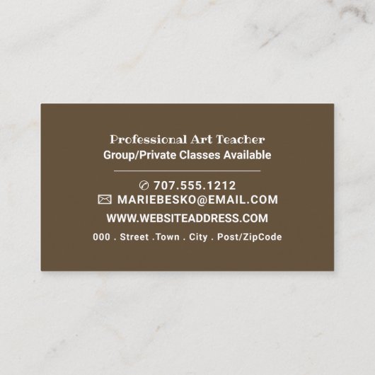 Het geschreeuw van Edvard Munch, kunstleraar Visitekaartje (Achterkant)