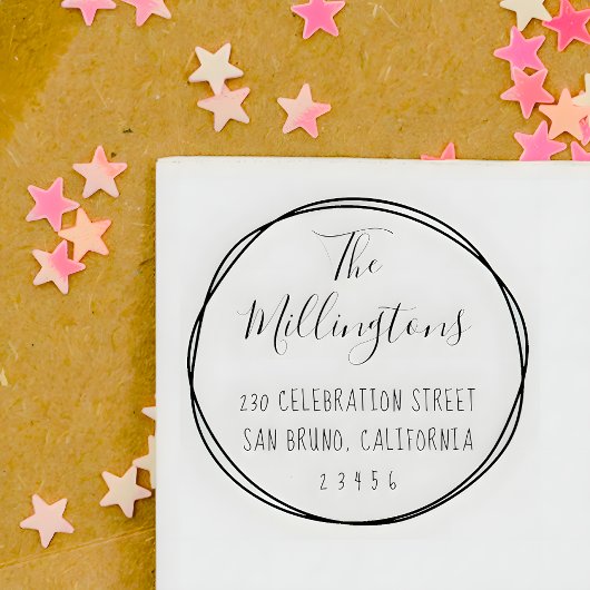 Het geschreven het Adres van de Terugkeer van het  Rubberstempel