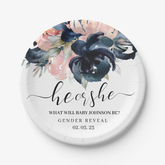 Het geslacht Navy en Blush onthullen papieren bord (Voorkant)