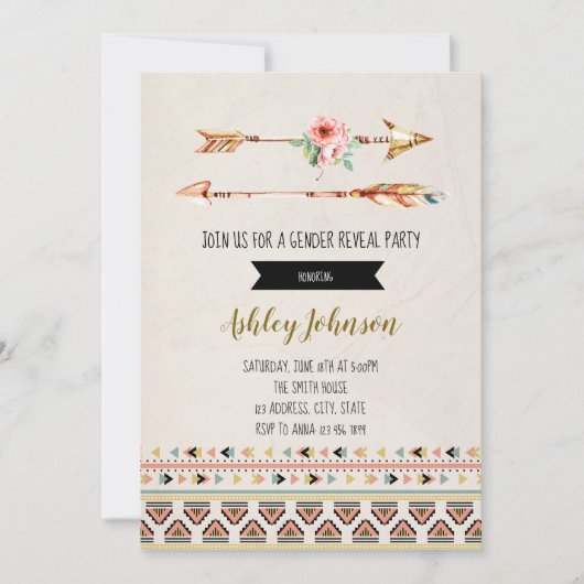 Het geslacht van de pijl openbaart partijuitnodigi kaart (Voorkant)