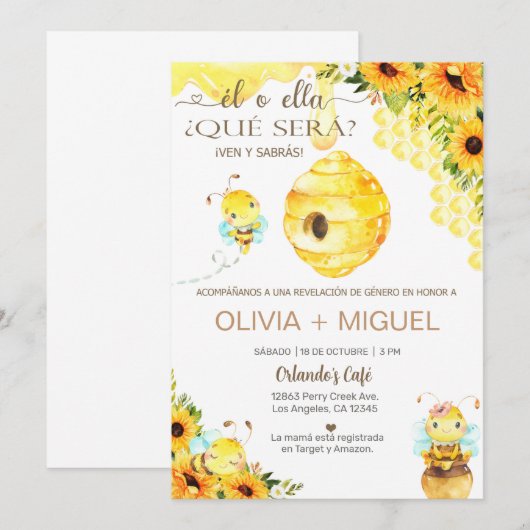 Het geslacht van het bijenhommelmeisje onthult uit kaart (Voorkant / Achterkant)