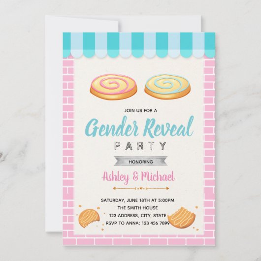 Het geslacht van koekjes onthult partijuitnodiging kaart (Voorkant)