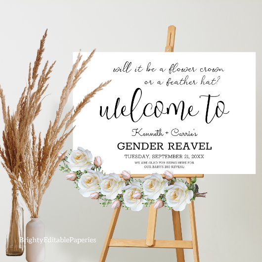 Het geslacht zal onthullen het bloemkroon of veer poster