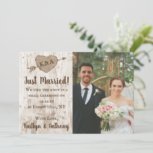 Het gesneden hart boom bruiloft Collectie Aankondiging (Staand voorkant)