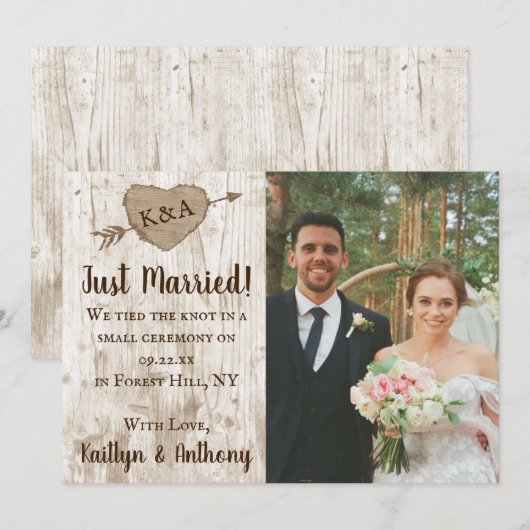 Het gesneden hart boom bruiloft Collectie Aankondiging (Voorkant / Achterkant)