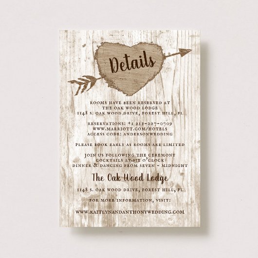 Het gesneden hart boom bruiloft Collectie Detail Informatiekaartje