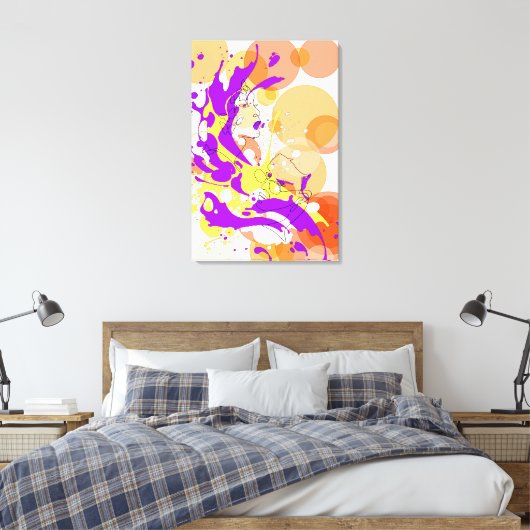 "Het gesprek" Grote kleurrijke Abstracte Canvas Afdruk (Insitu (Slaapkamer))