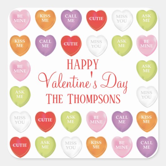 Het gesprek van de Valentijnsdag harten aan van ge Vierkante Sticker (Voorkant)