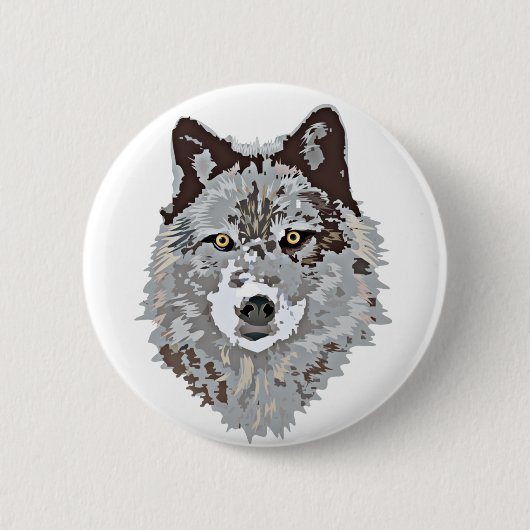 Het gestileerde Hoofd van de Wolf Ronde Button 5,7 Cm (Voorkant)