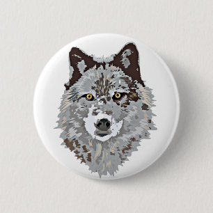 Het gestileerde Hoofd van de Wolf Ronde Button 5,7 Cm