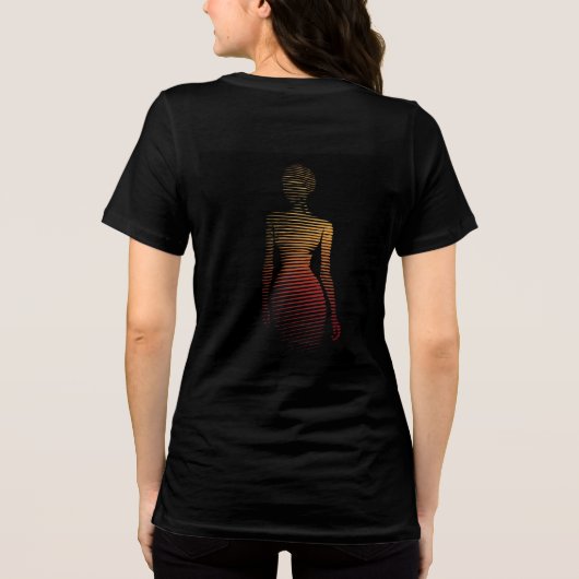 Het gestileerde silhouet van de vrouw – Gradient L Tri-Blend Shirt (Achterkant)