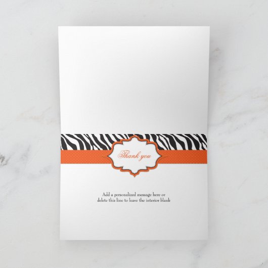 Het gestreepte Oranje Lint dankt u kaardt Bedankkaart (Binnen)