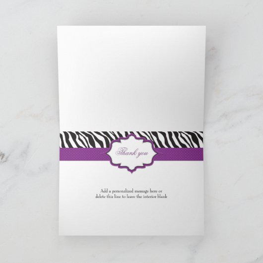 Het gestreepte Paarse Lint dankt u kaardt Bedankkaart (Binnen)