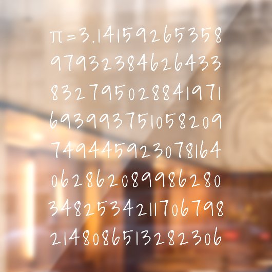 Het getal "π=3.14" Wiskunde & Wetenschapsblad Raamsticker (Vel 2)