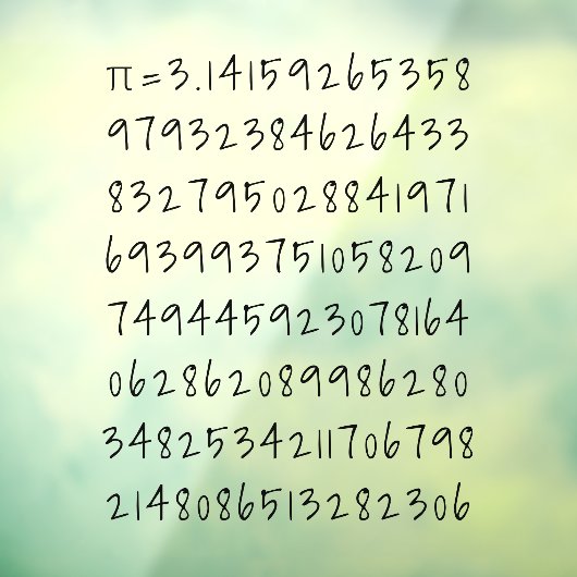 Het getal "π=3.14" Wiskunde & Wetenschapsblad Raamsticker (Vel 3)
