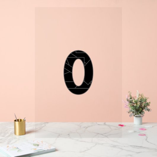 Het getal nul (0) in zwart acryl bord (Huwelijk)